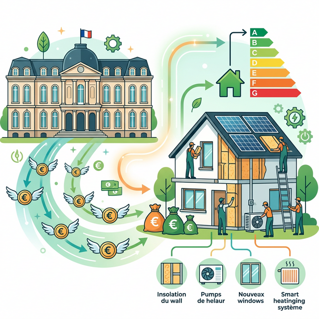 MaPrimeRénov' 2026 : flux d'aides de l'État vers une maison en rénovation énergétique